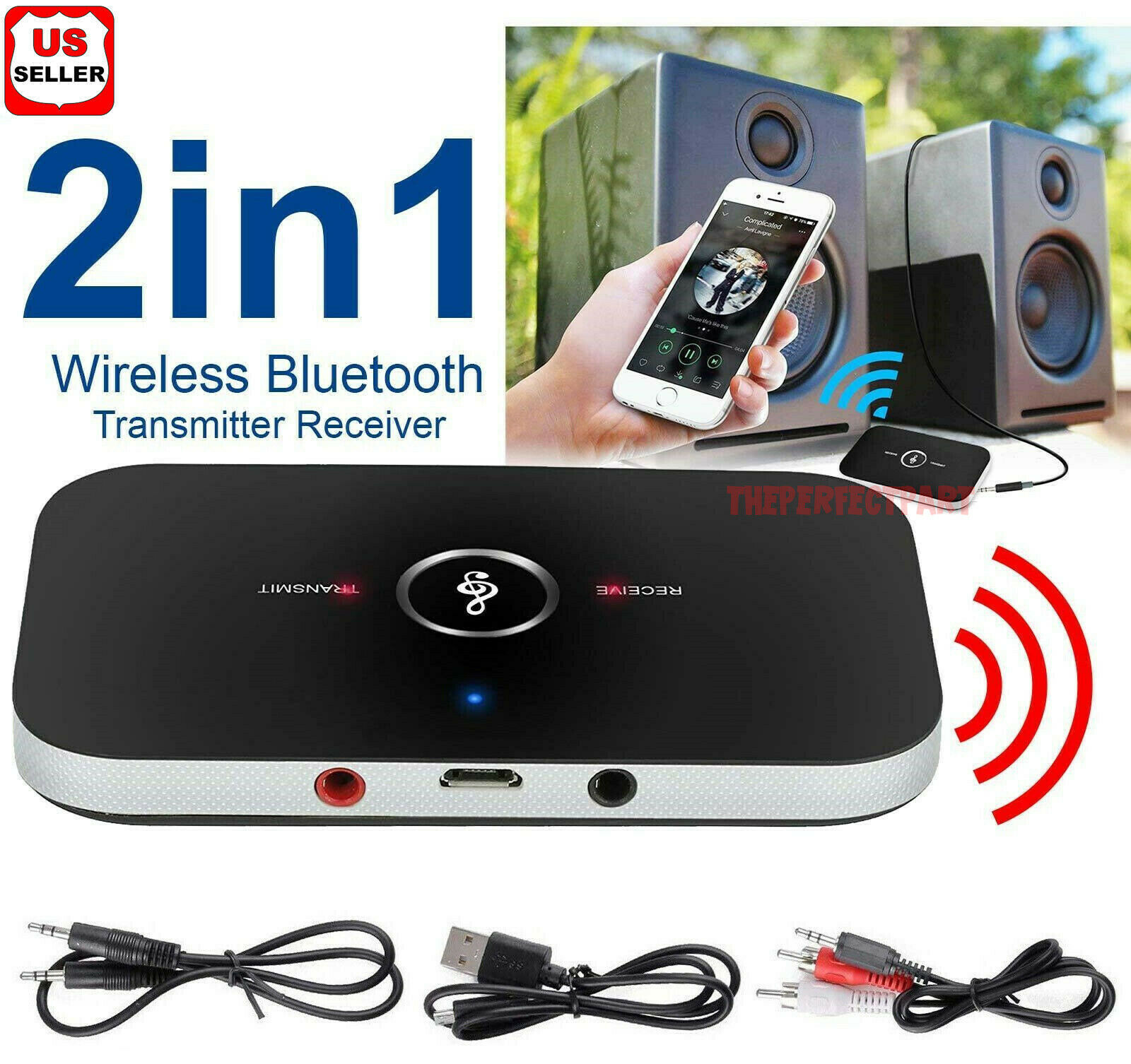 2in1 Bluetooth Transmitter & Receiver Wireless A2dp Home Tv Stereo Audio Adapter