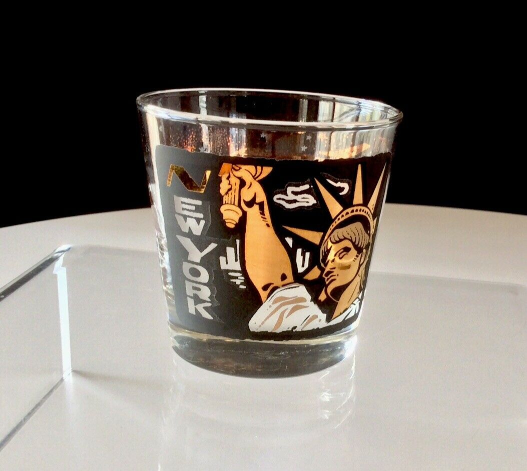 Mid Century 60’s Libby Twa Airlines “destinations” 1 Rocks Glass New York