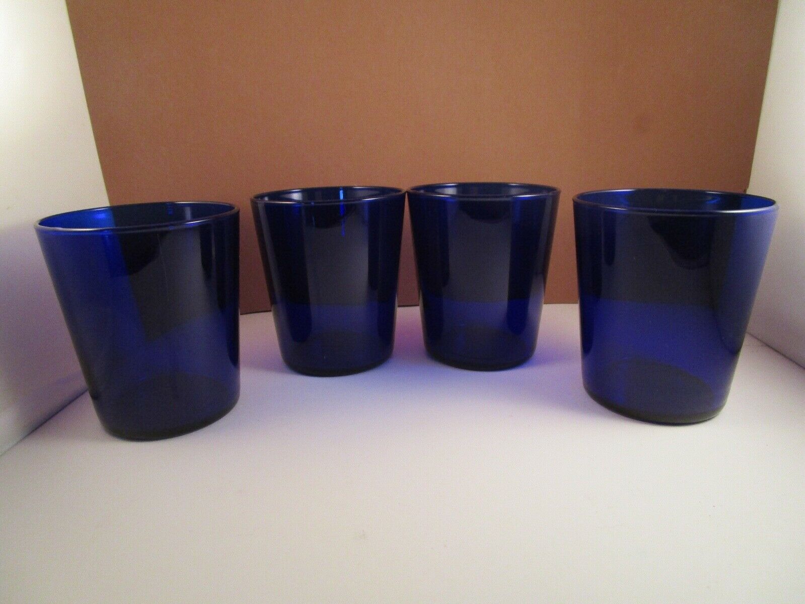 Libbey Cobalt Blue Glass Set Of 4 Old Fashioned Tumbler Glasses B